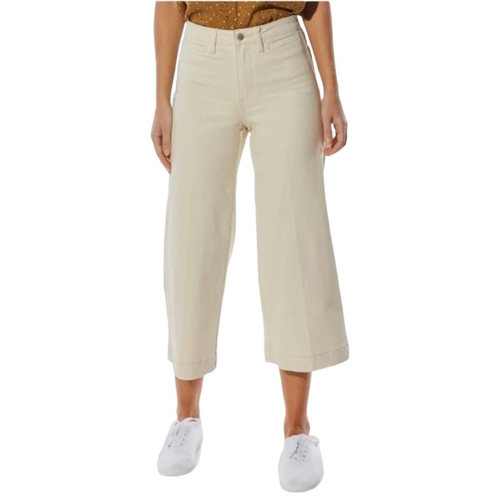 OAT New York Natural High Rise Wide Leg Crop Cotton Pant Size 28